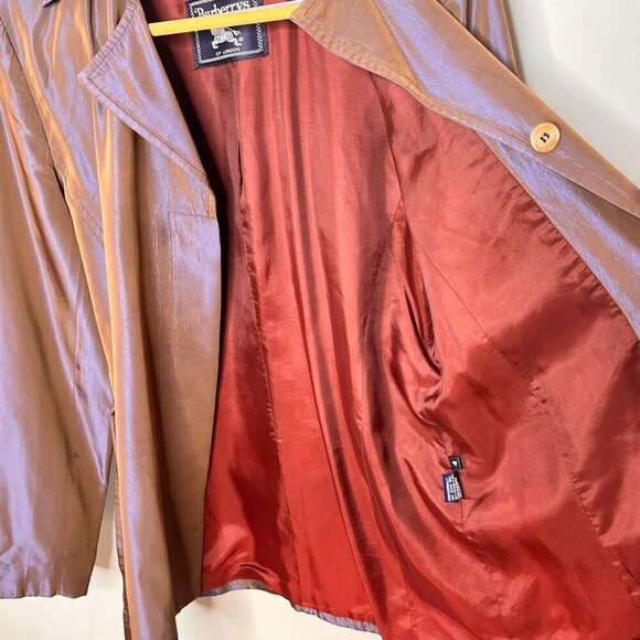 Burberrys Of London Women's Iridescent Brown‎ Satin Belted Jacket- Sz. 4 - Picture 7 of 9